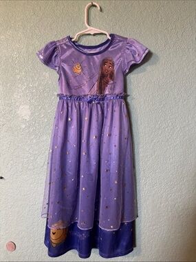 Disney Wish Nightgown Kids Purple Asha Star Graphic Tulle Overlay Girls Size 5
